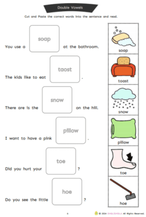 Double Vowel Word & Sentence [cut and paste]