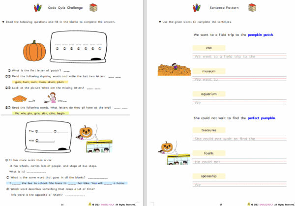 The Pumpkin Patch workbook 2