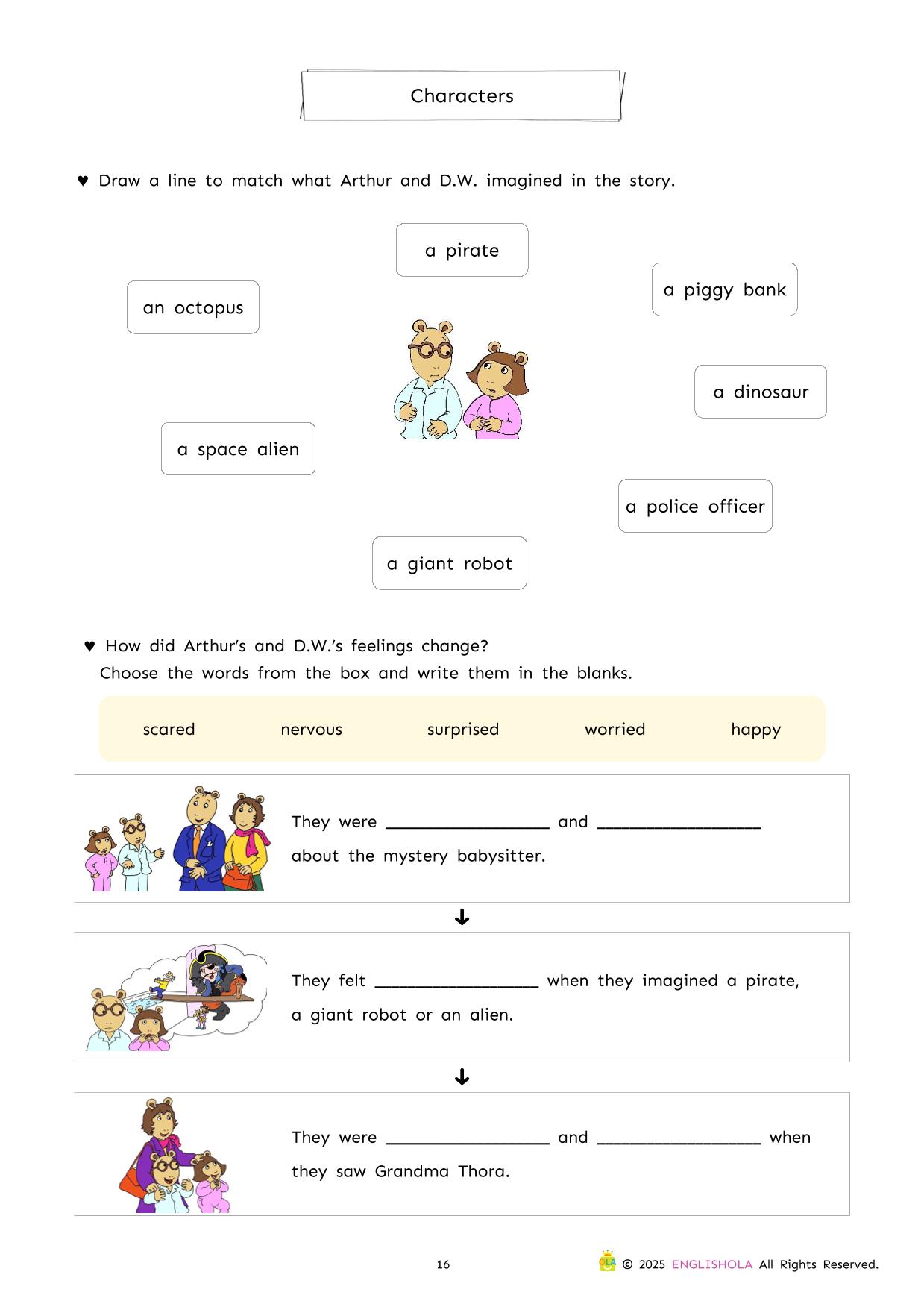 Arthur’s Mystery Babysitter workbook