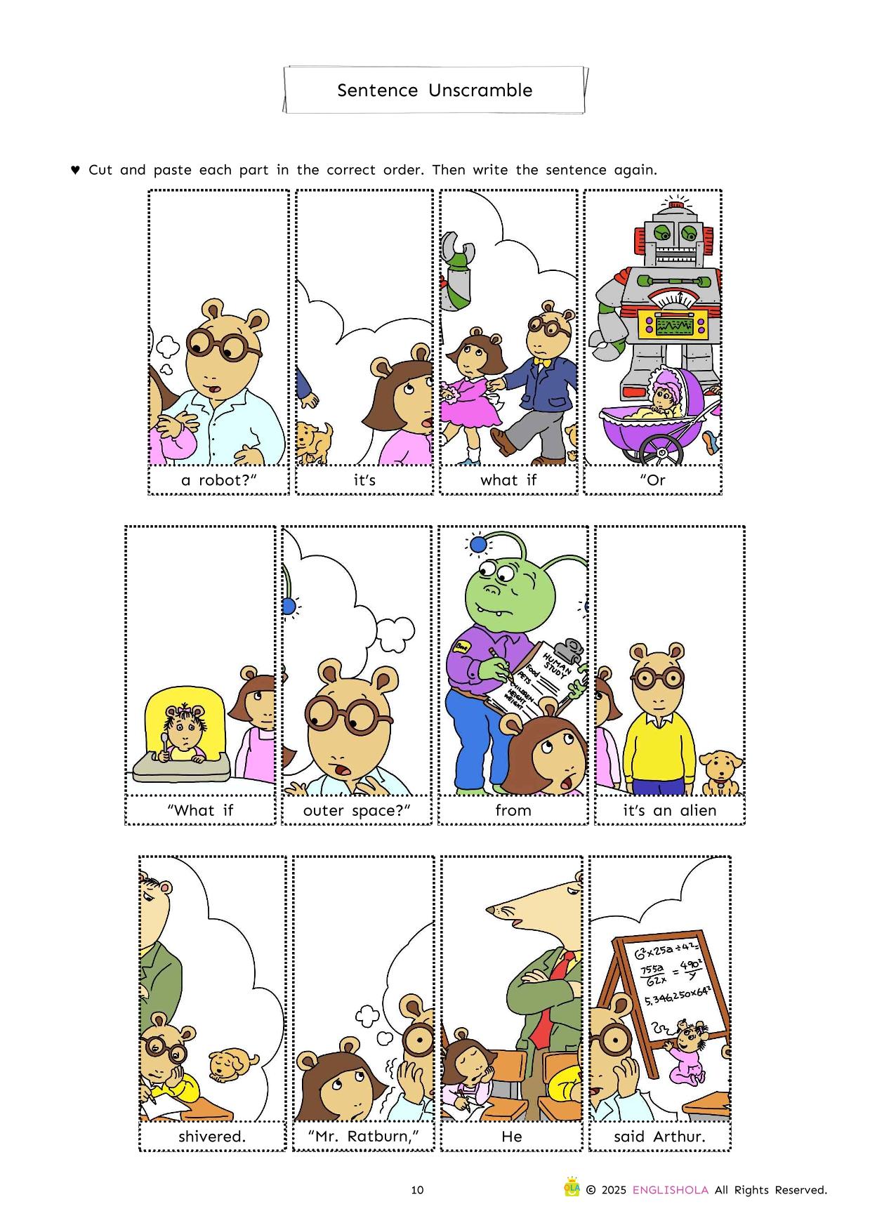 Arthur’s Mystery Babysitter workbook