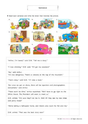Arthur Tells a Story workbook
